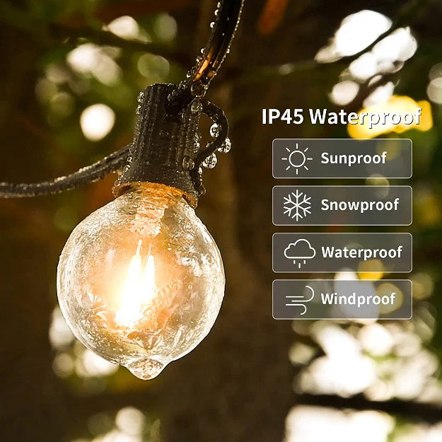 G40 Outdoor Bulb String Lights Hanging - IP44 Rainproof G40 Globe LED Bulbs