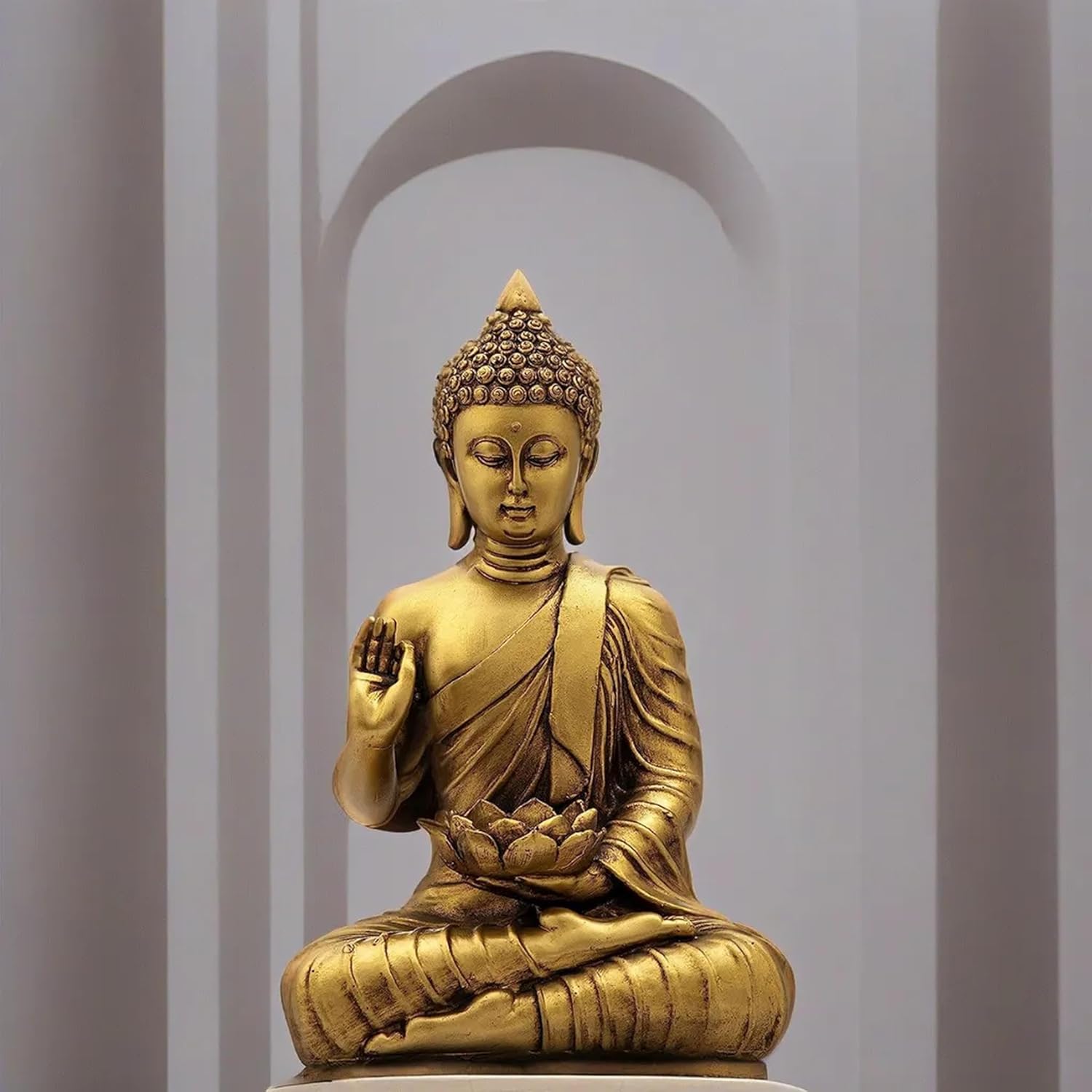 Golden Buddha Statue for Meditation Home Decor Buddha Figurine Sculpture for Office and Home