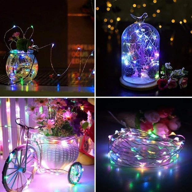 Copper Wire Fairy LED String Lights with Bottle Cork - Battery Operated | Multi LED