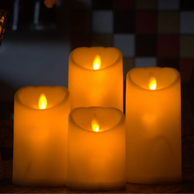 LED Moving Flame Pillar Candle - Smooth Ivory