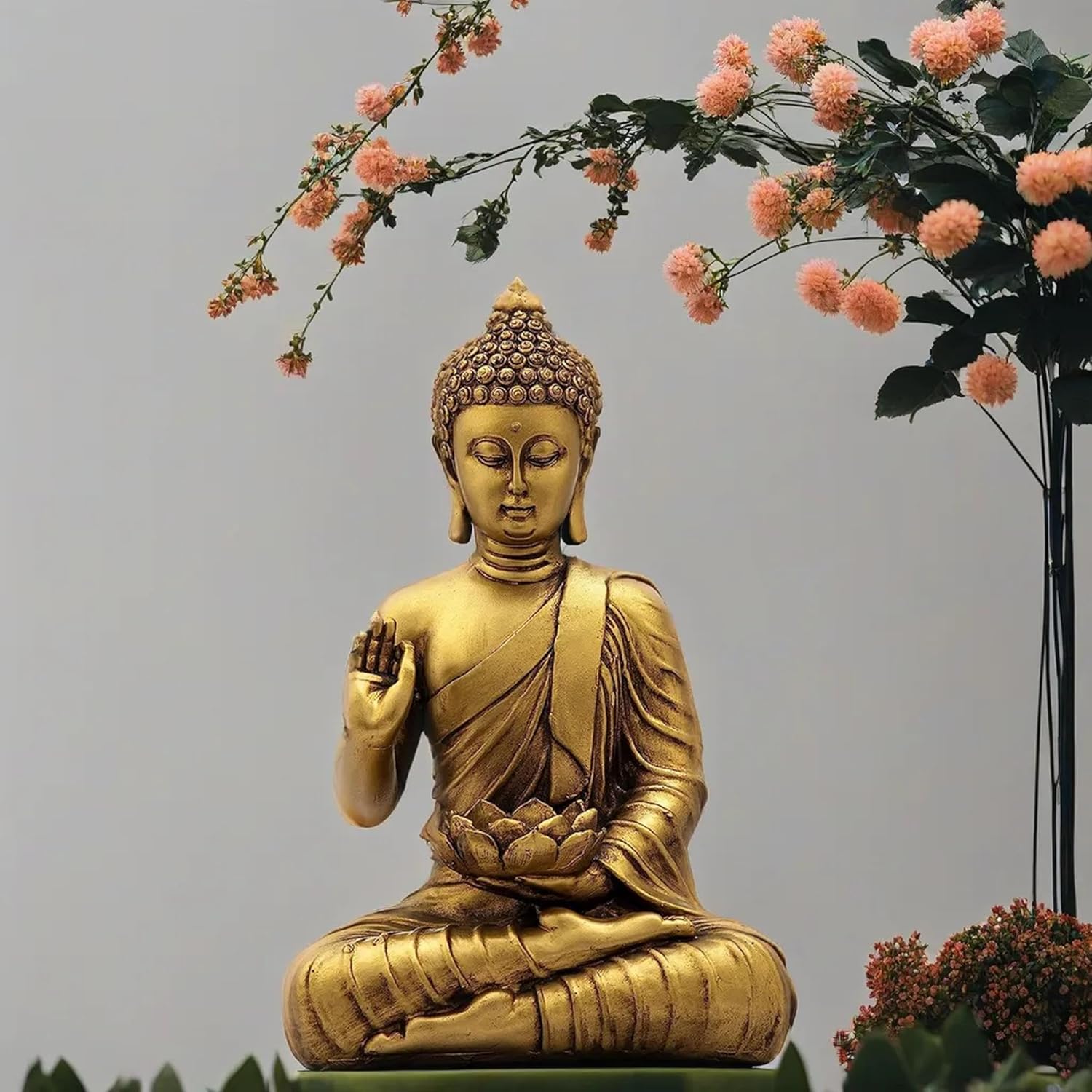 Golden Buddha Statue for Meditation Home Decor Buddha Figurine Sculpture for Office and Home