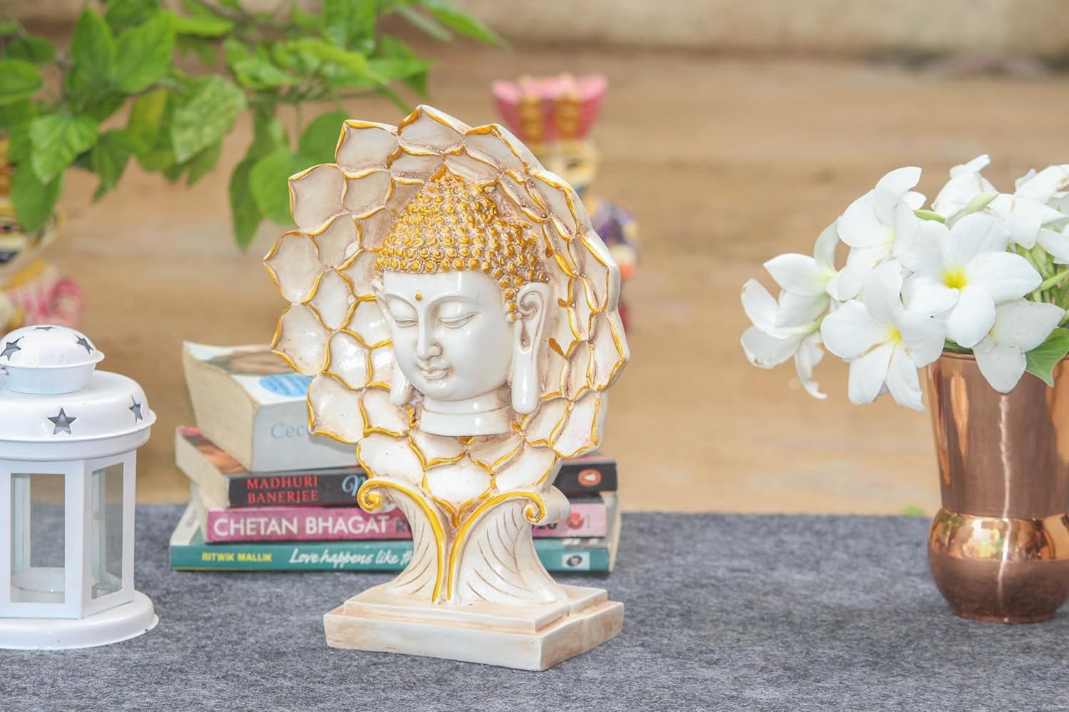 Flower Buddha Face Head Figurine Home Decor Statue | Idols for Gift