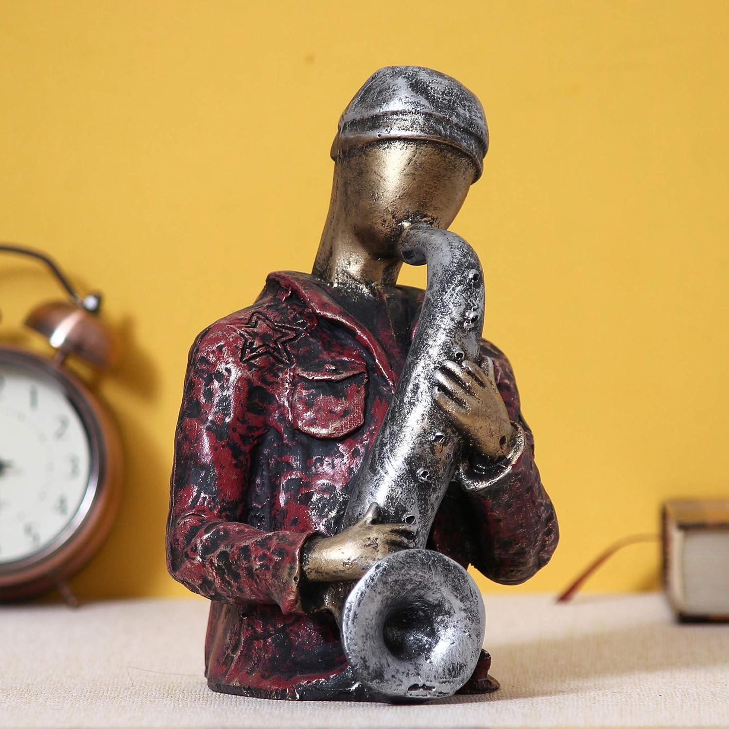 Man with Hat Playing Trumpet Decorative Statue