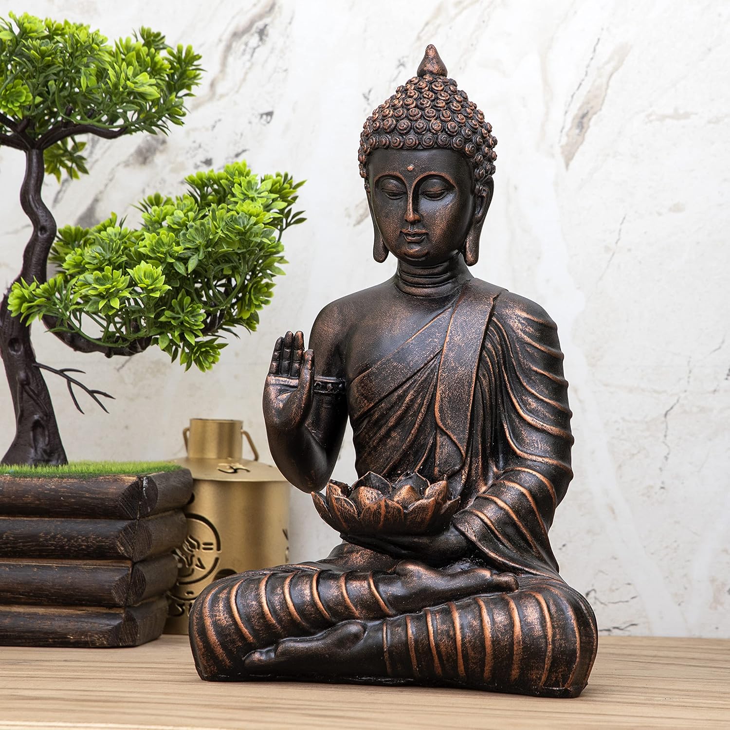 New Sitting Buddha Statue showpiece Idol Home Decor Items for Living Room and Gifts