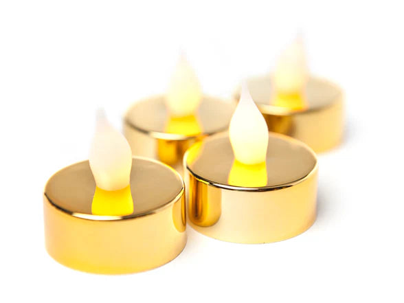 LED Gold Tea Light Candles | Amber Yellow