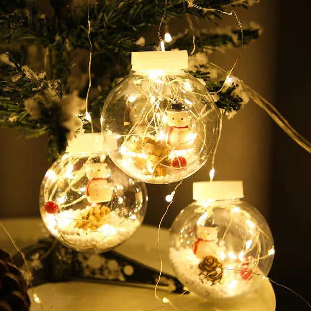 Snowman Wish Ball Curtain Lights | 10 Wish Balls | Warm White LED