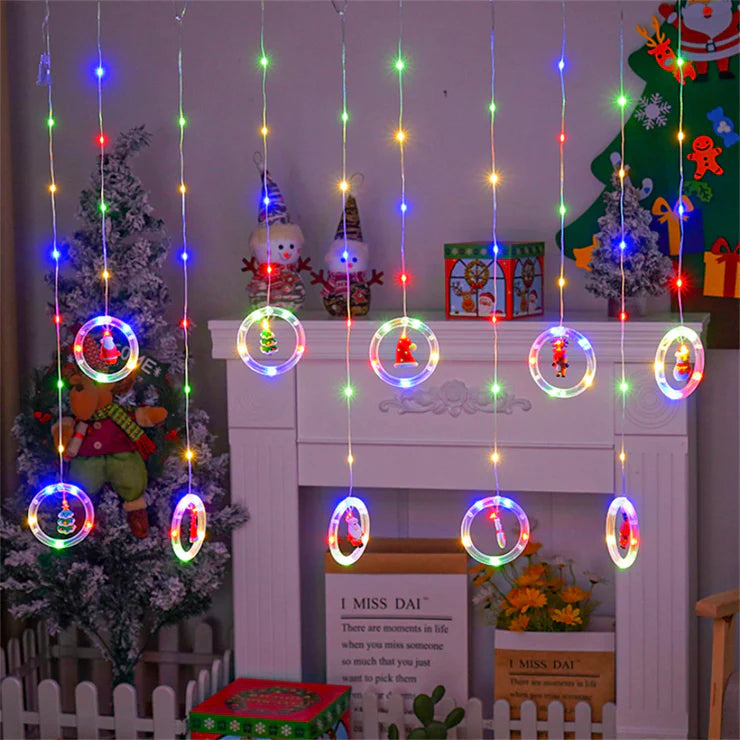 Christmas Rings Curtain Lights | Multi LED