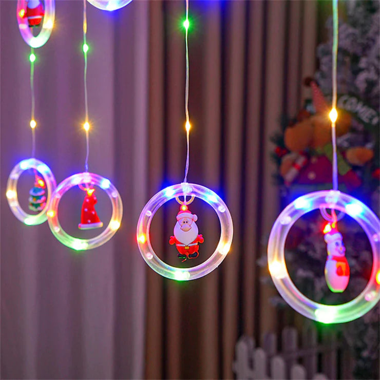 Christmas Rings Curtain Lights | Multi LED