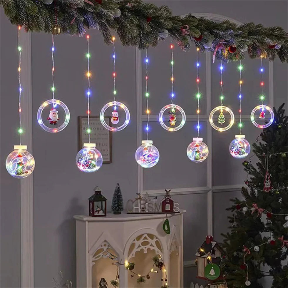 Christmas Rings + Balls Curtain Lights | Multi LED