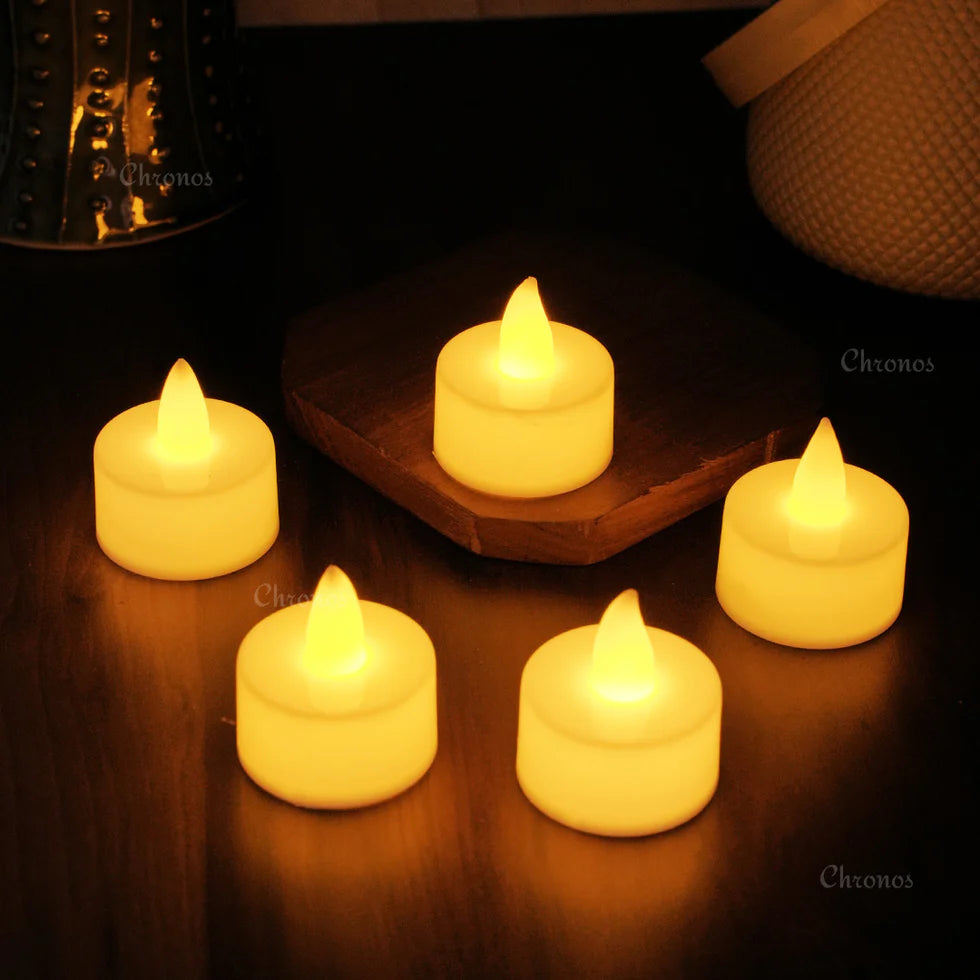 LED Tea Light Candles | Bright Amber Yellow