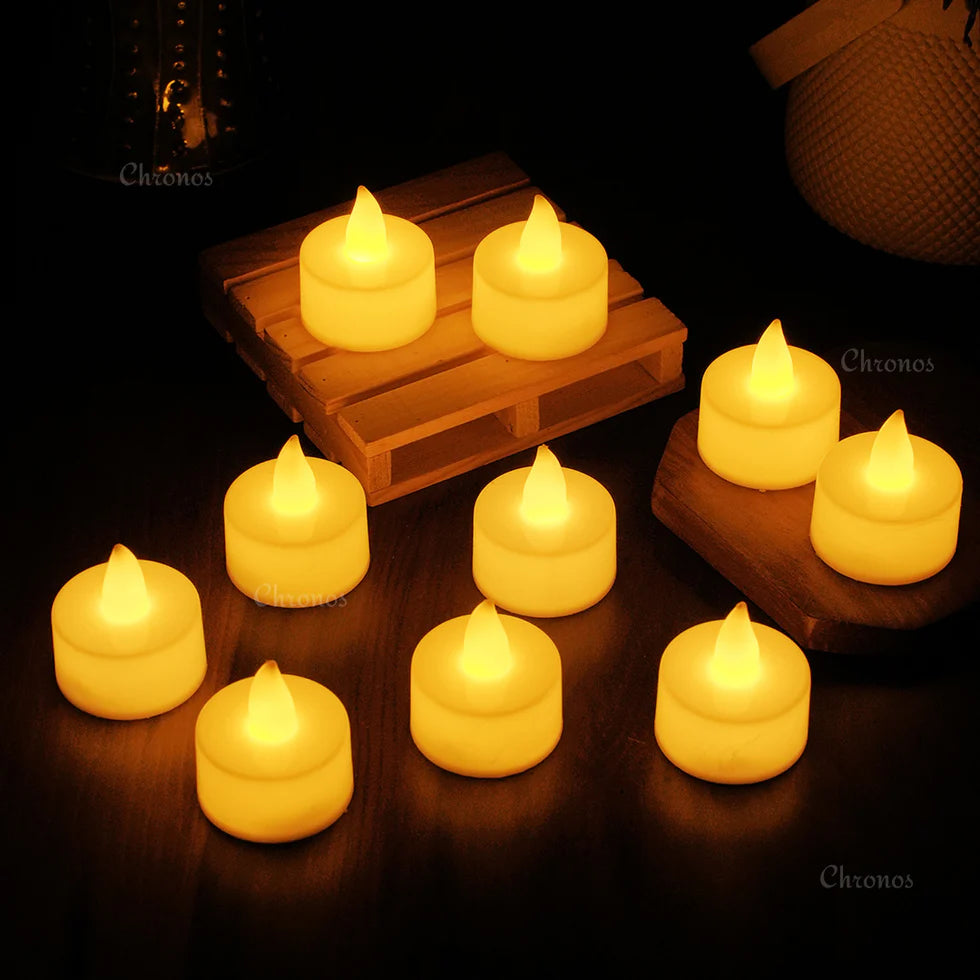 LED Tea Light Candles | Flickering Amber Yellow