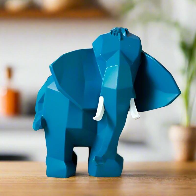 Geometric Elephant Figurine Large Teal