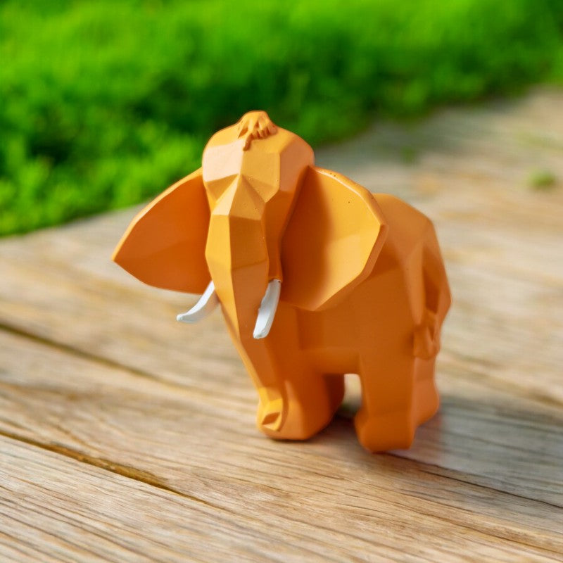 Geometric Elephant Figurine Small Orange