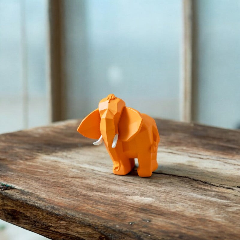 Geometric Elephant Figurine Small Orange