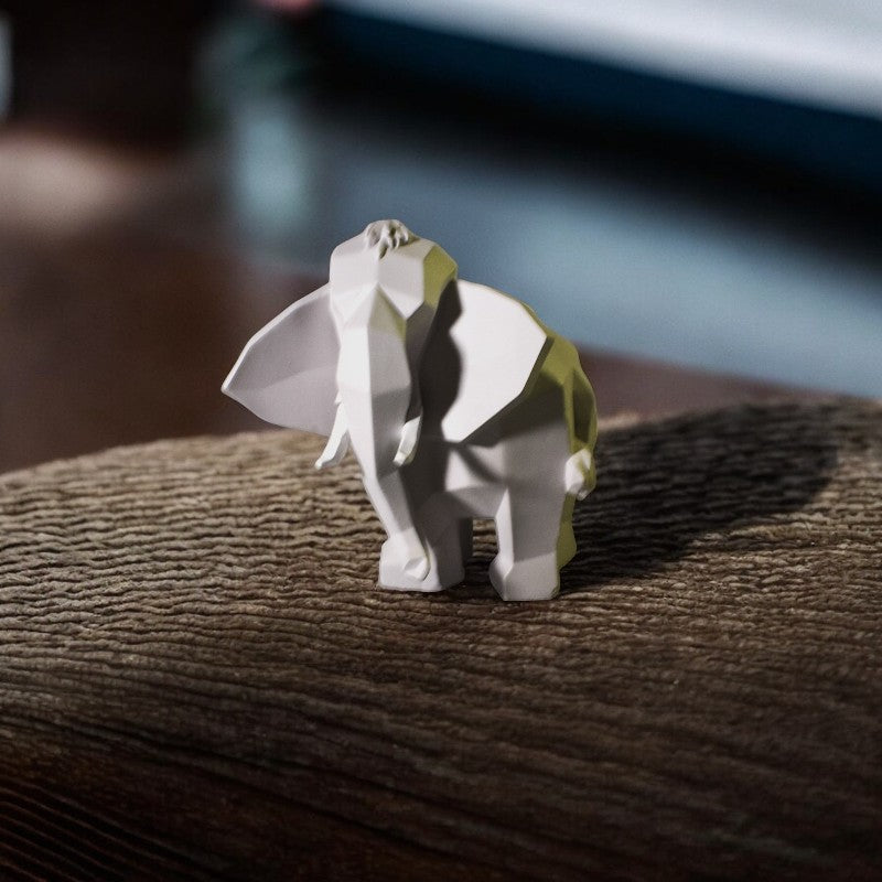 Geometric Elephant Figurine Medium White