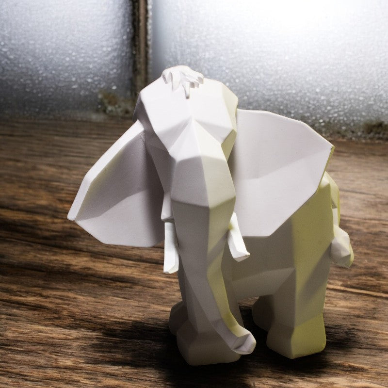 Geometric Elephant Figurine Medium White