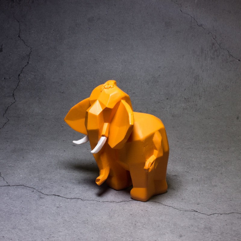 Geometric Elephant Figurine Small Orange