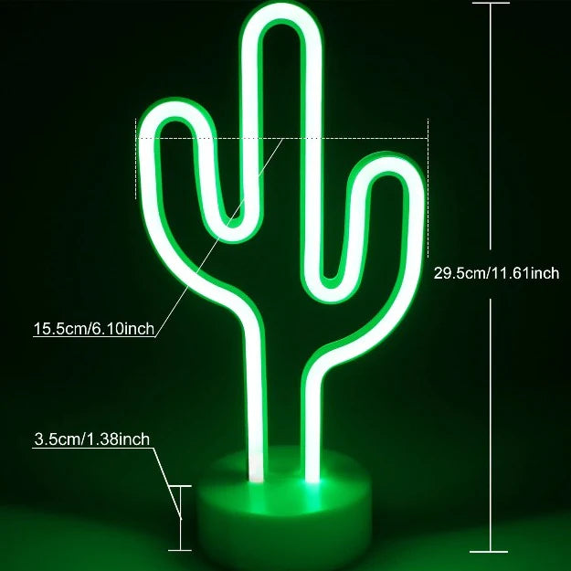 Cactus Neon Sign Table Lamp | Battery & USB Operated