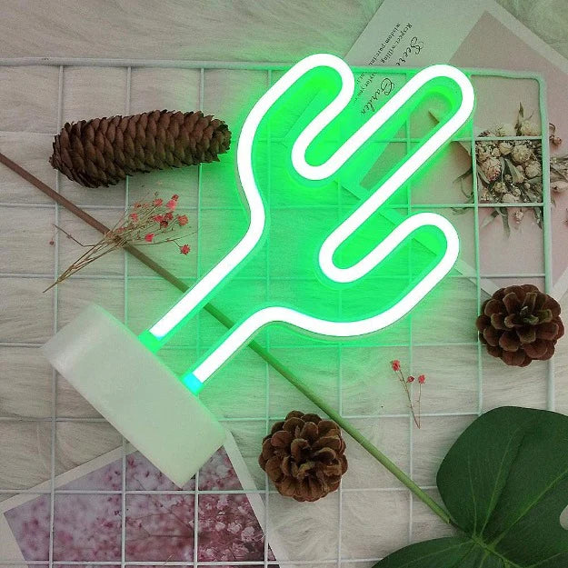 Cactus Neon Sign Table Lamp | Battery & USB Operated