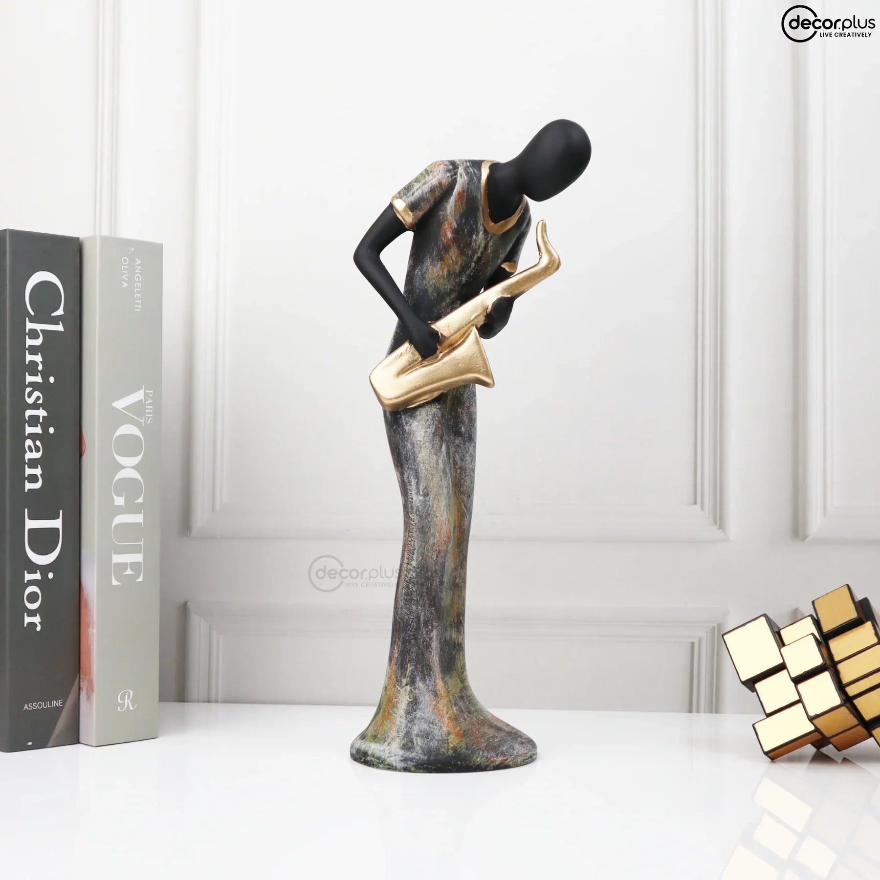 Lady Playing Musical Instrument  Decorative Polyresin Showpiece