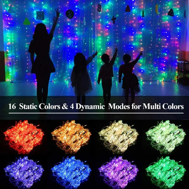 Copper Wire Fairy LED Curtain Lights - 16 Color Changing RGB | USB Operated