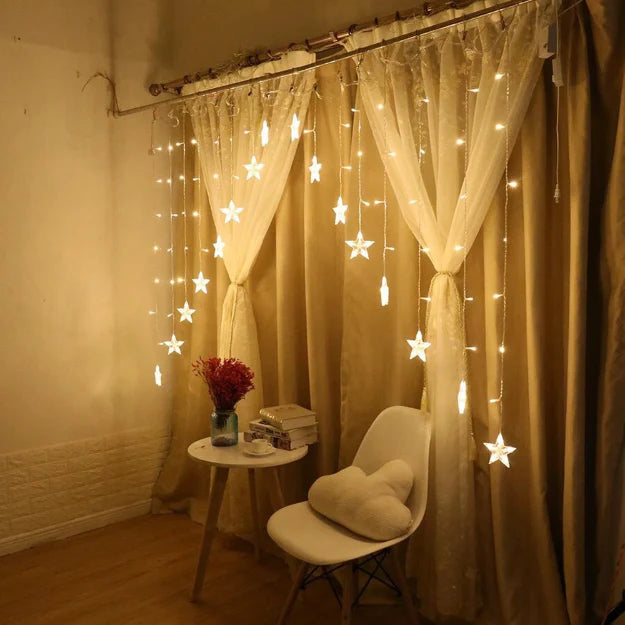 Star Gateway Curtain Lights | 16 Stars | Warm White LED