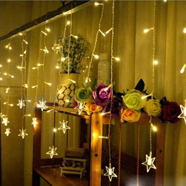 Star Icicle Curtain Lights | Warm White