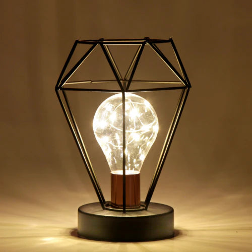 Geometric Metal Cage Lamp - Diamond Shape