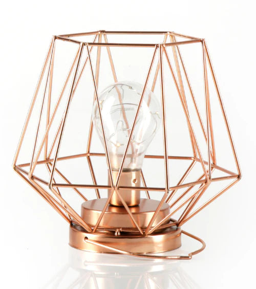 Geometric Metal Cage Lamp - Rose Gold