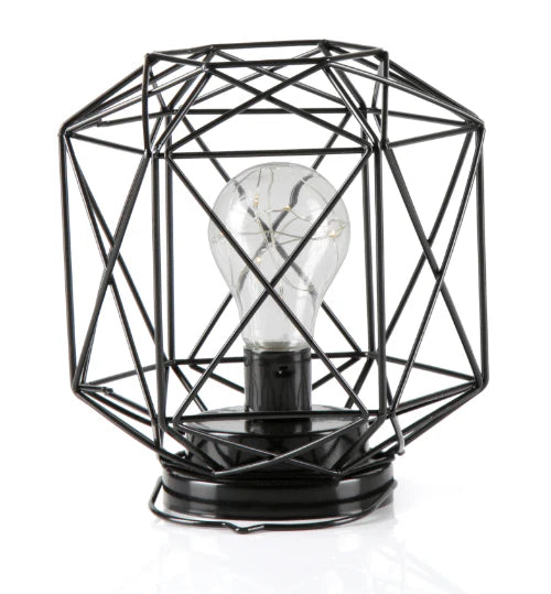 Geometric Metal Cage Lamp - Matte Black