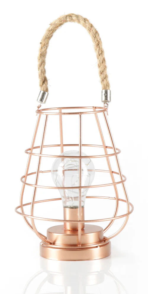 Geometric Metal Cage Lamp - Rose Gold