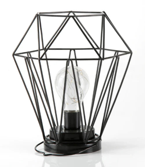 Geometric Metal Cage Lamp - Matte Black