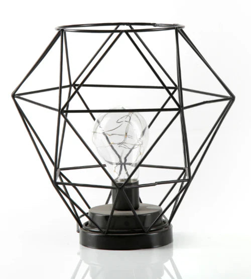 Geometric Metal Cage Lamp - Matte Black