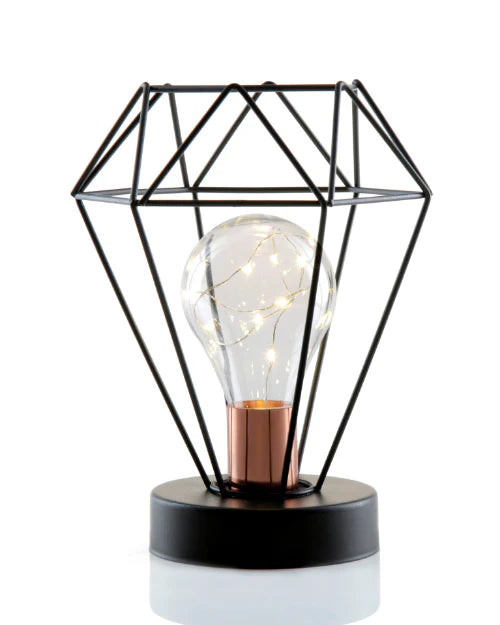 Geometric Metal Cage Lamp - Diamond Shape