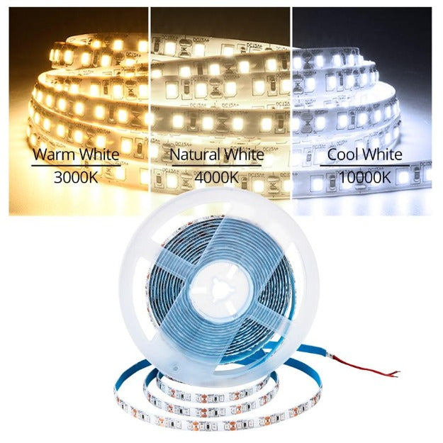 LED Strip Lights - 12V - 2835 SMD LED 120 LEDs Per Meter - Natural White 4000K 5m