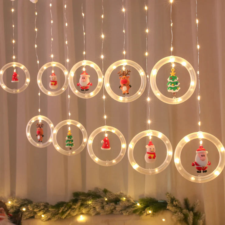 Christmas Rings Curtain Lights | Warm White LED