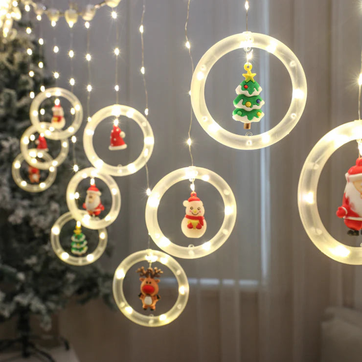 Christmas Rings Curtain Lights | Warm White LED