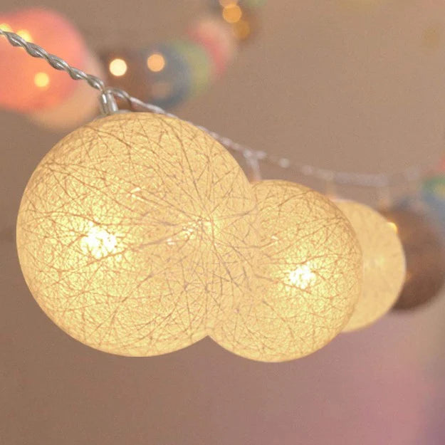 Cotton Ball String Lights - White