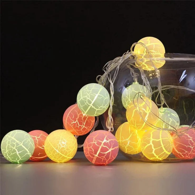 Cracked Ball Decorative LED String Lights - Pastel Colors