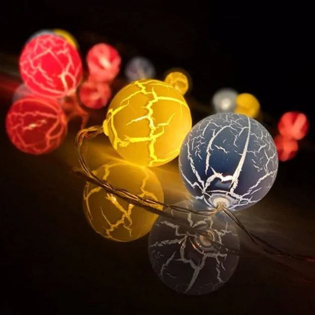 Cracked Ball Decorative LED String Lights - Pastel Colors