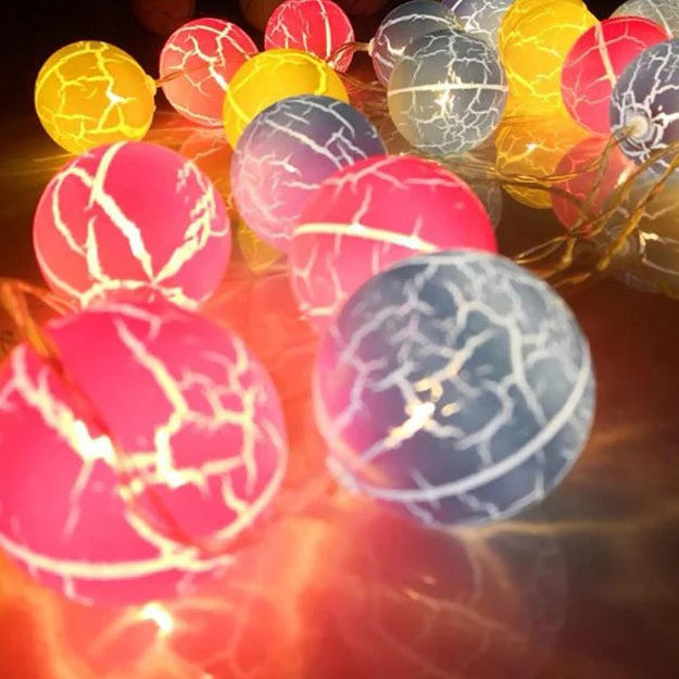 Cracked Ball Decorative LED String Lights - Pastel Colors