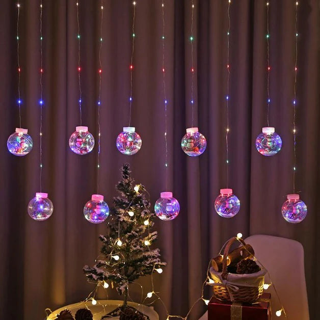 Snowman Wish Ball Curtain Lights | 10 Wish Balls | Multi LED