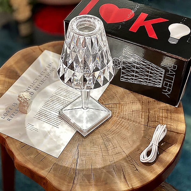 Diamond Reflection Portable LED Crystal Table Lamp