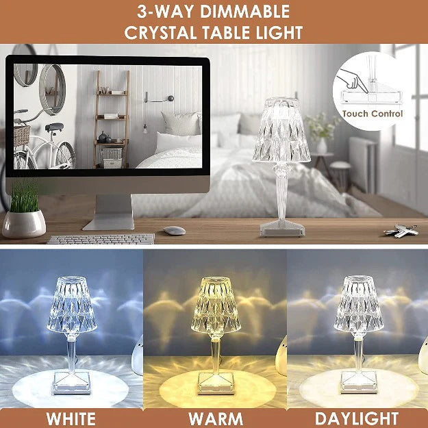 Diamond Reflection Portable LED Crystal Table Lamp