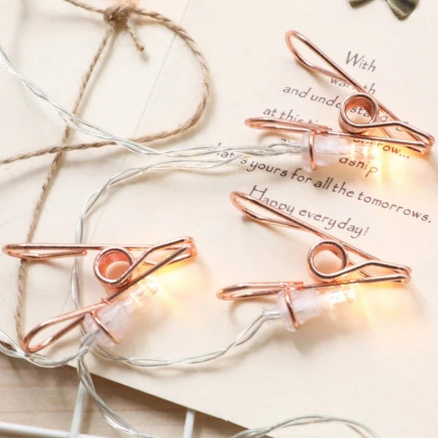 Rose Gold Photo Clips Lights - Warm White LED