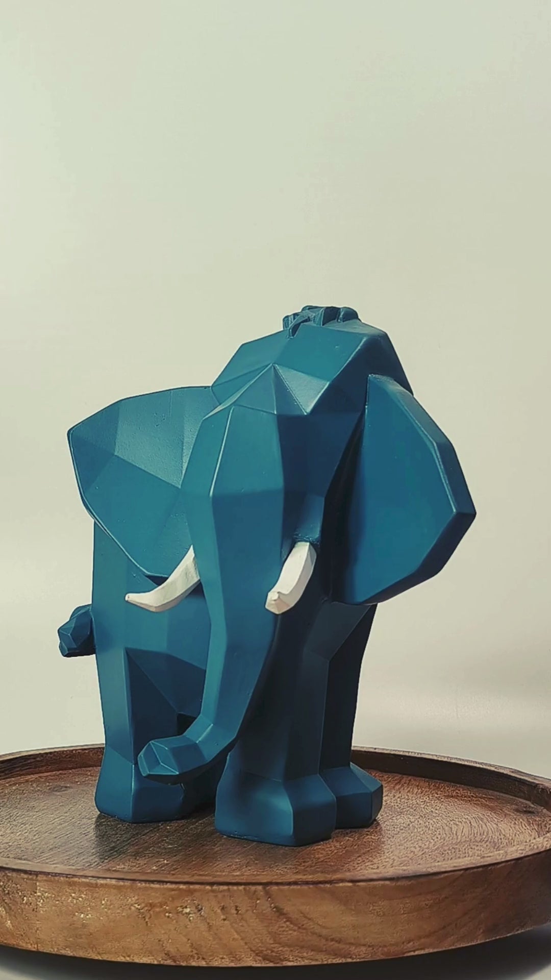 Geometric Elephant Figurine Large Teal