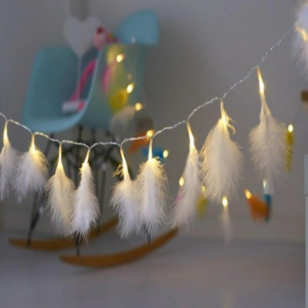 Feather String Lights - White