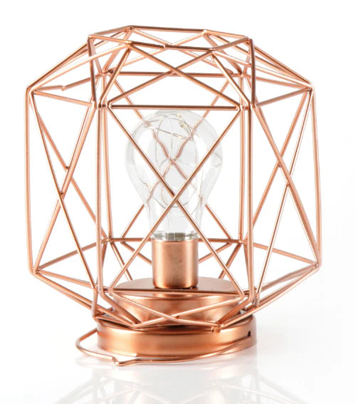 Geometric Metal Cage Lamp - Rose Gold