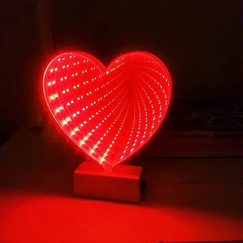 Infinity Heart Mirror LED Lamp (Red)