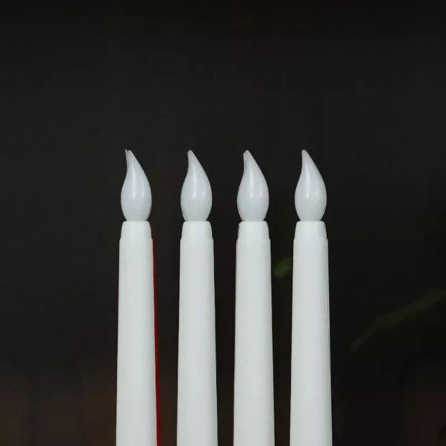 LED Long Pole Flameless Flickering Taper Candles - Battery Operated | Warm White |